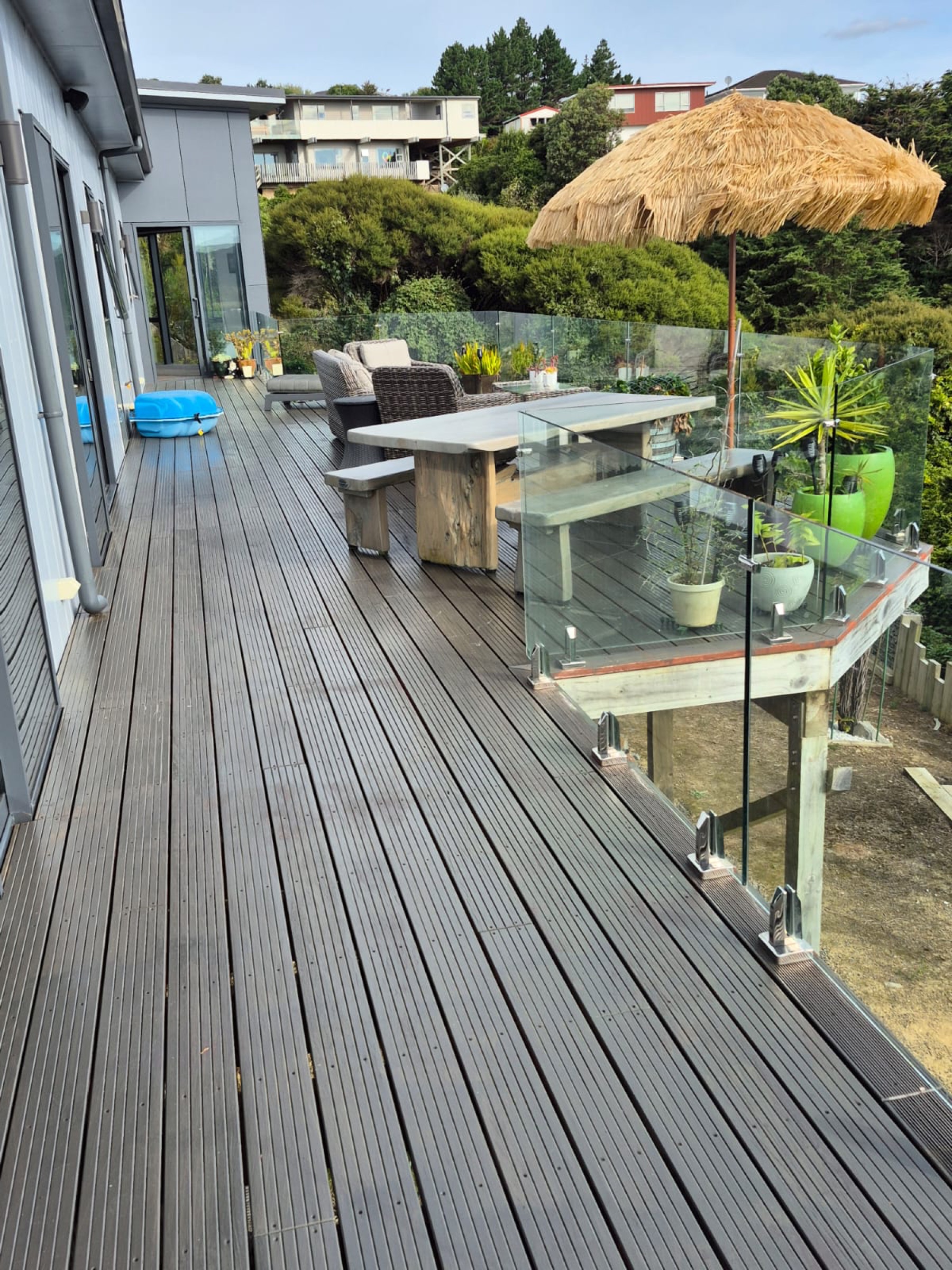 Completed deck with glass balustrade