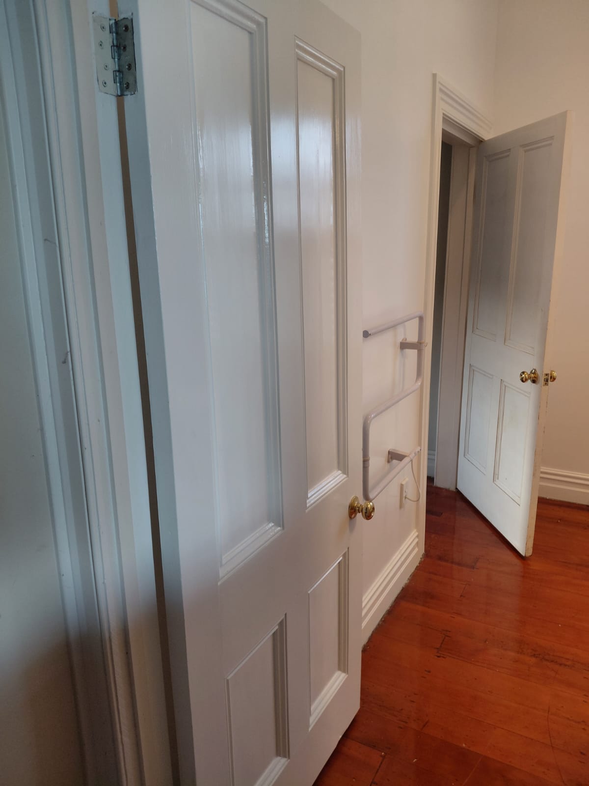 Freshly finished white interior doors and walls